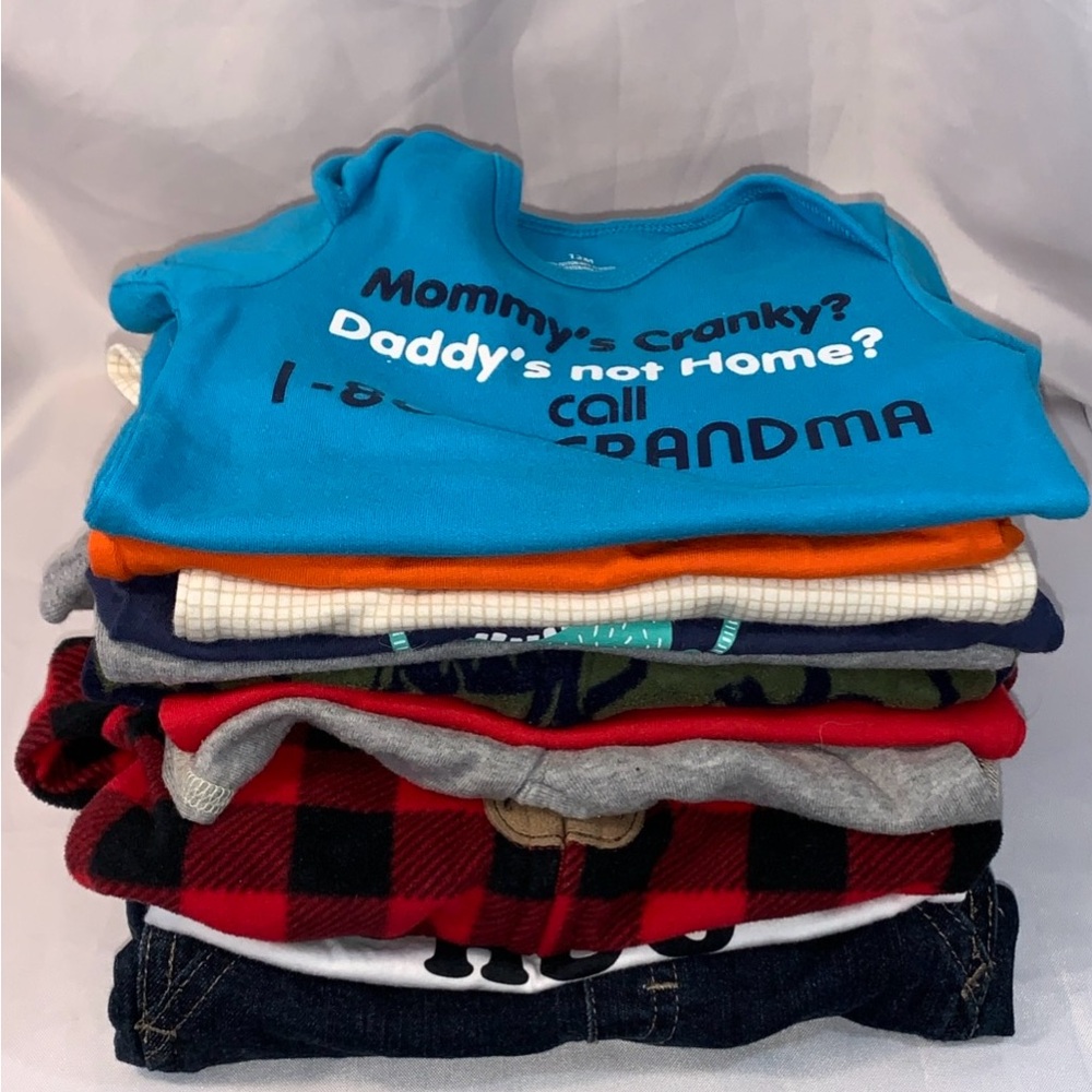 Little Boy Infants Clothes Bundle 11 pieces 3-12 months T-shirts Overalls